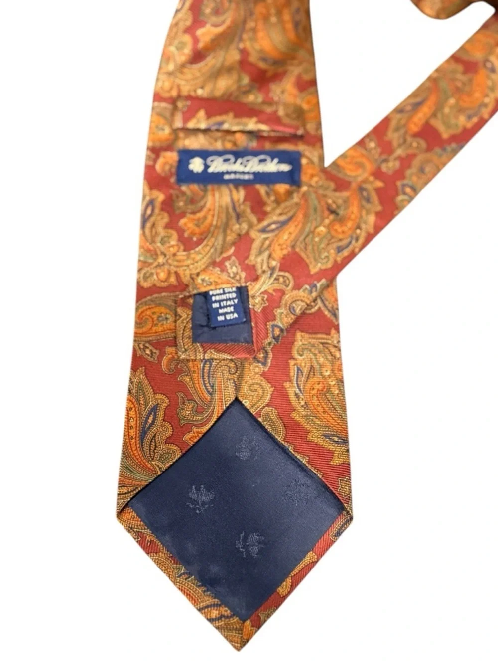 Brooks Brothers Makers Vintage Silk Tie Burgundy Gold Oversized Paisley Italy